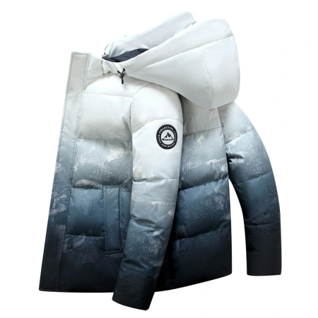 Winter white duck down jacket for men, gradient quality, warmth, thickened student coat, trendy hooded down jacket for men Winter white duck down jacket for men, gradient quality, warmth, thickened student coat, trendy hooded down jacket for men